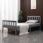 (Single Bed, Grey) WestWood Single/Double/King Size Bed, Solid Pine Frame with Bedroom Footboard, Grey-White